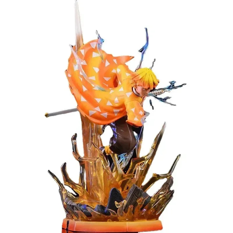 Demon Slayer Agatsuma Zenitsu PVC Action Figures Thunderclap And Flash Effect Anime Kimetsu No Yaiba Figurine Model Toys Gifts