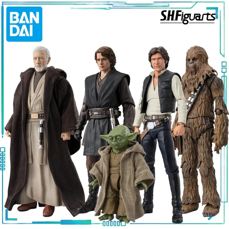 BANDAI Original S. H. Figuarts Serie Bewegliche Spielzeuge Star Wars Serie Ben Kenobi, Chewie, Han Solo, Anakin Skywalker Bewegliches Modell