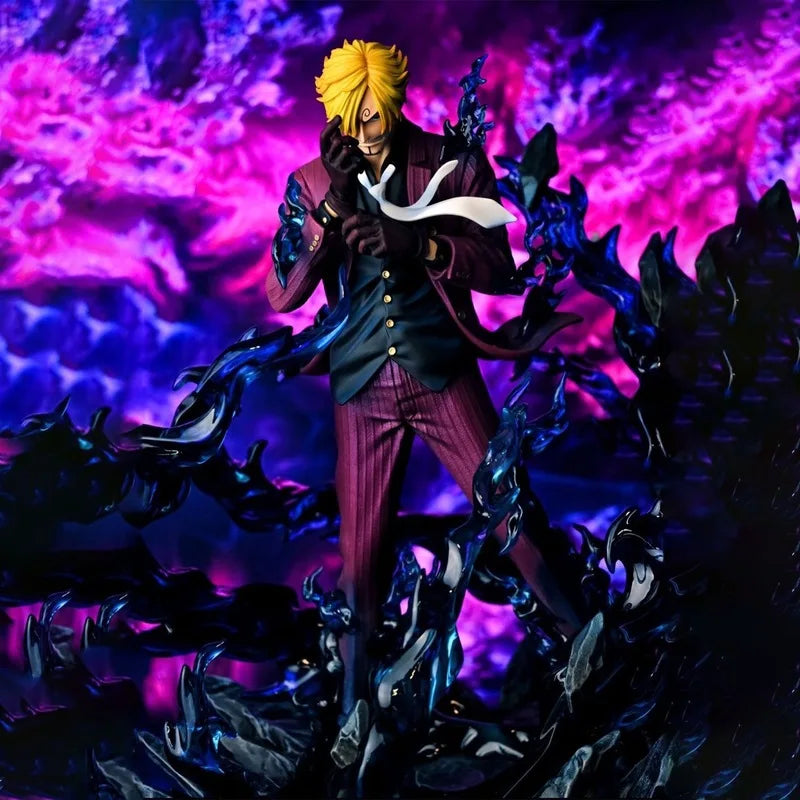 ONE PIECE 25cm Figure Sanji Anime Figures Pop Smoking Sanji Figurine Devil Foot Statue Pvc Collection Kids Toys Birthday Gifts ﻿