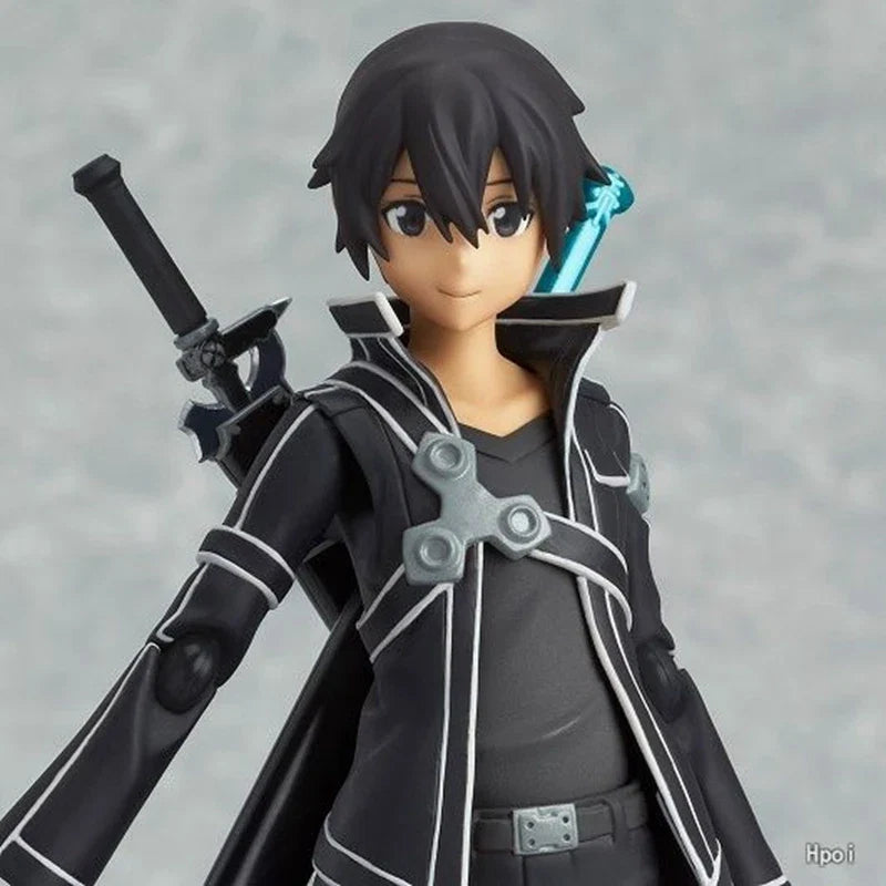 14CM Anime Game Figure Japanese Anime  Sword Art Online Kirito Can Change Face Battle Suit Standing Model Dolls Toy PVC