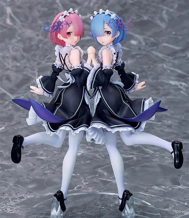 25cm Re:ZERO Starting Life in Another World Anime Figure Rem & Ram Twins Action Figure Rem/Ram Figure Collection Model Doll Toys