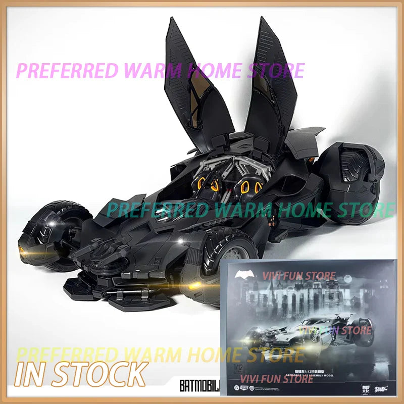 In Stock Originate Xiwanshe BATMOBILE 1/12 ASSEMBLY MODEL Movable Model Toys Batman With LED Bat car