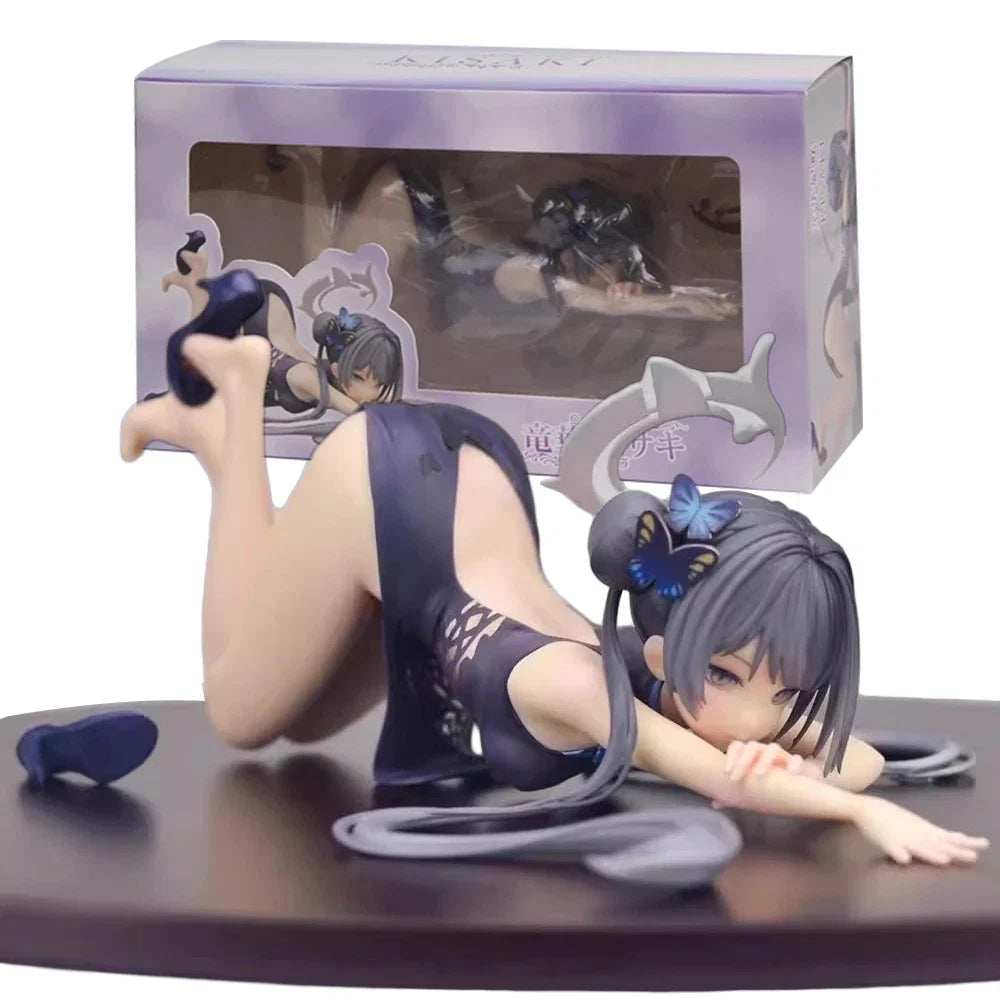 10CM Anime Game Blue Archive Kisaki Figure OB11 Kneeling cheongsam dress Model Toy Doll Aciton Figure PVC Collection Gifts