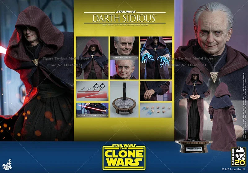 HOTTOYS HT TMS102 1/6 Darth Sidious Man Action Figure Star Wars Gray Hair Emperor Delicate 12" Full Set Soldier Model Gift