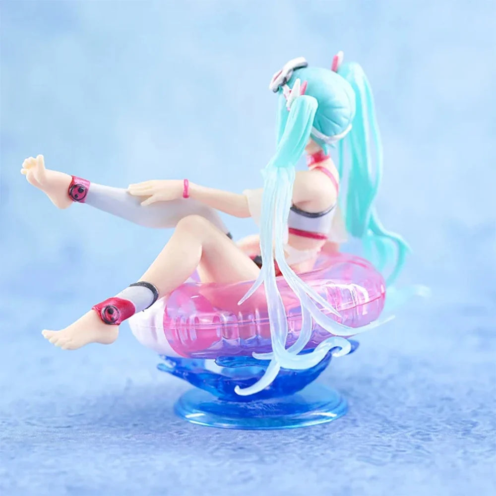 New Hatsune Miku Anime Figure Aqua Float Girls Elaina Action Figure Kawaii Sit Swimming Ring Girl Figurine Collectible Toys