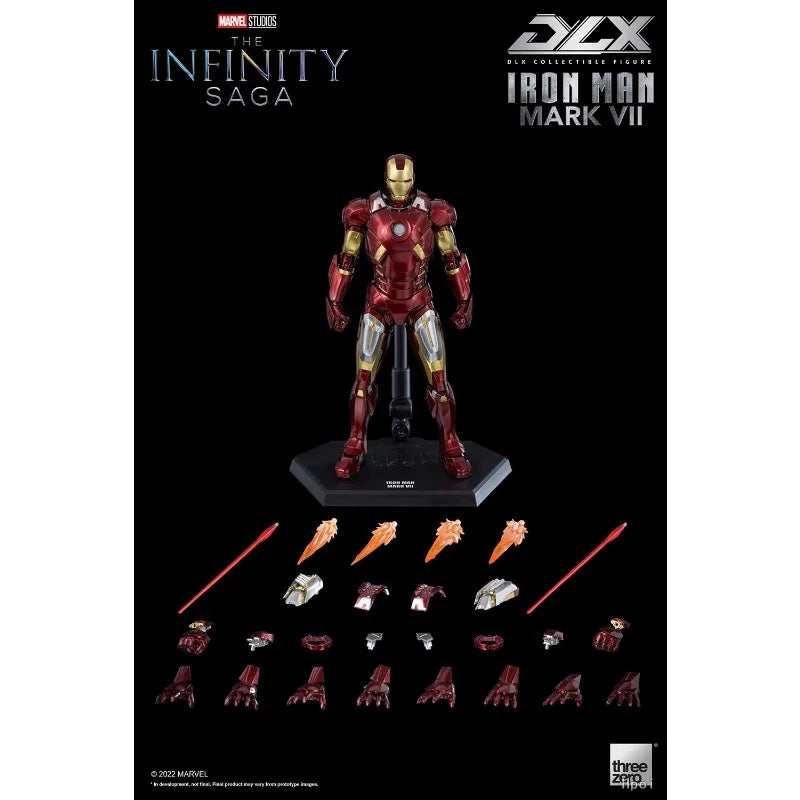 Original Threezero MARVEL THE INFINITY SAGA DLX Iron Man Mark 7 Anime-Figur Modell Spielzeug-Sammlung