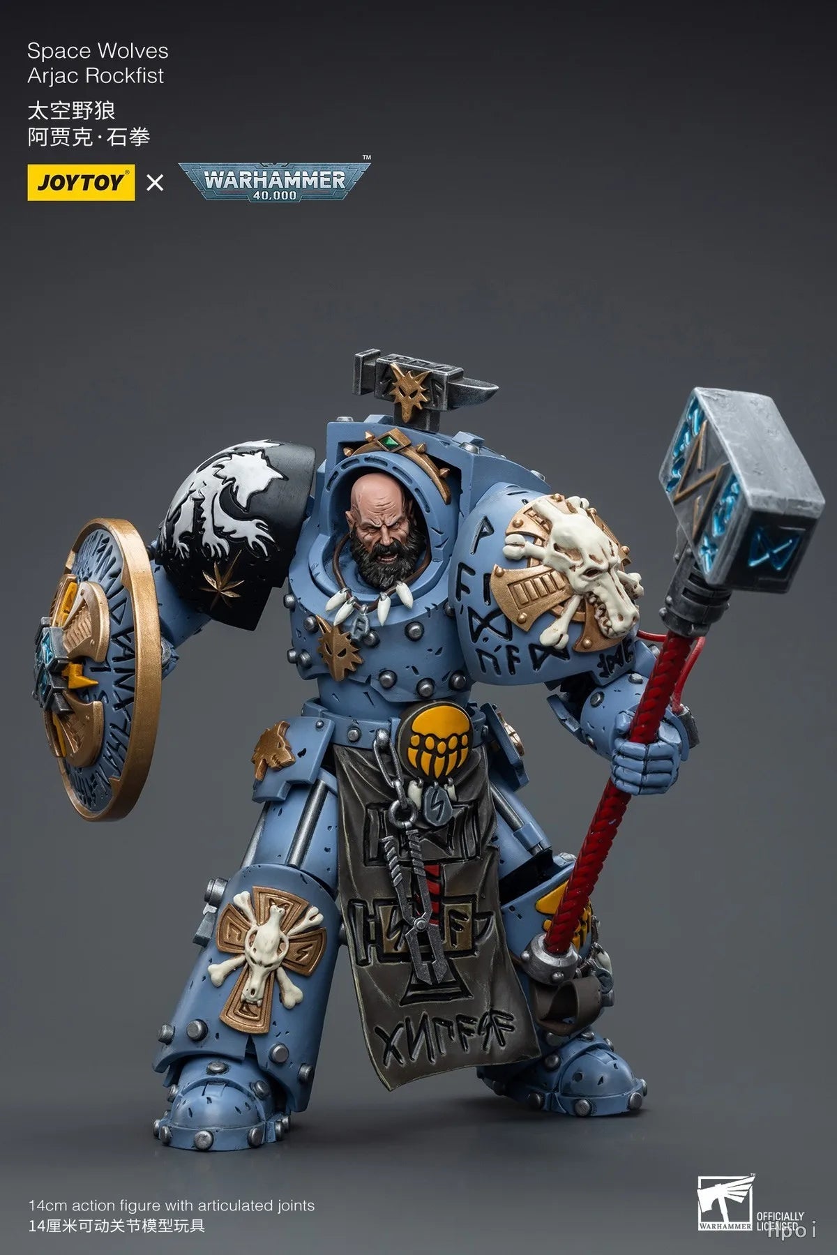 【Original】JOYTOY 1/18 Action Figure Warhammer 40K Space Wolves Arjac Rockfist Toy Model