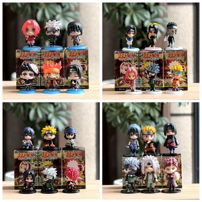 Naruto hand-made blind box, full set of Q version Naruto Sasuke Kakashi, I love Luo cartoon ornaments doll birthday gift anime