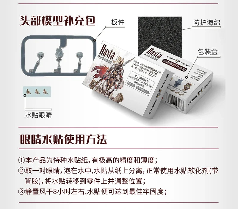 NightWorks 1/48 Scale Hasta Plastic Model Assembly Kit Hobby DIY with Heads Supplement Parts