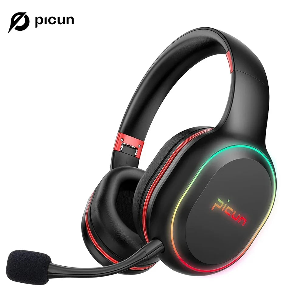 Picun P80X Gaming Headphones Wireless Headset With Mic RBG Light Vibration Bluetooth Hi-Fi Earphone For PS4 PS5 PC Switch 30H
