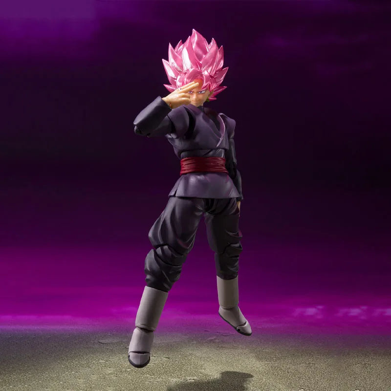 Bandai Original Genuine Figure Dragon Ball Model Kit SHF Goku Black Super Saiyan Rose Collection Action Figure Model Boys Toys