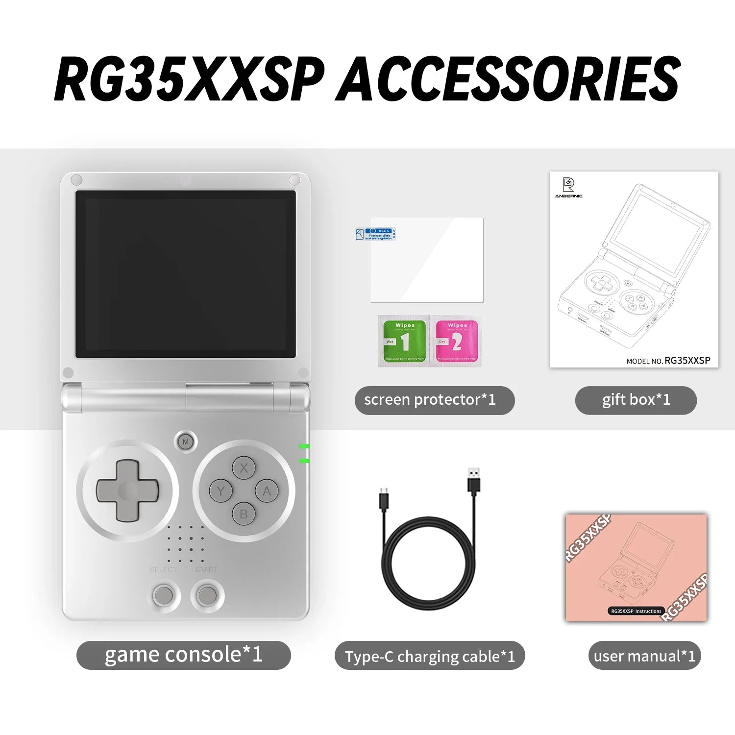 ANBERNIC RG35XXSP Mini Retro Handheld Game Console 3.5-inch IPS Screen 3300mAh Battery Supports HDMI-TV Out and Bluetooth 4.2