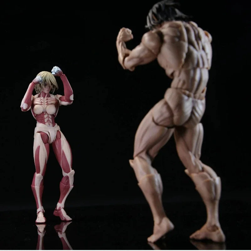In Stock Attack On Titan Amazing Yamaguchi Revoltech Nr068 Female Titan Annie Leonhart Figure Gk Collection Model Toy Gift