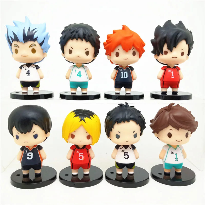 High Quality 7-8 Cm 8pcs Set PVC Anime Figure Hinata Shoyo Kageyama Tobio Q Version Cartoon Model Kids Toy For Children Collecti