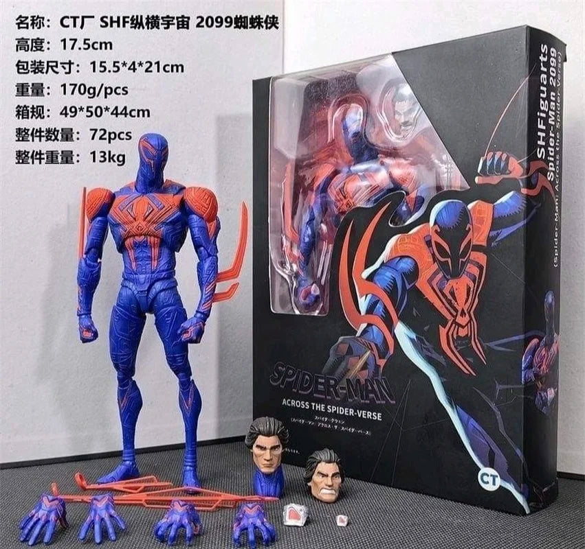 SHF Spider-Man 2099 Miguel O'Hara With Two Realistic Head Sculptures Universal Movie Action Figure Collectible Toy