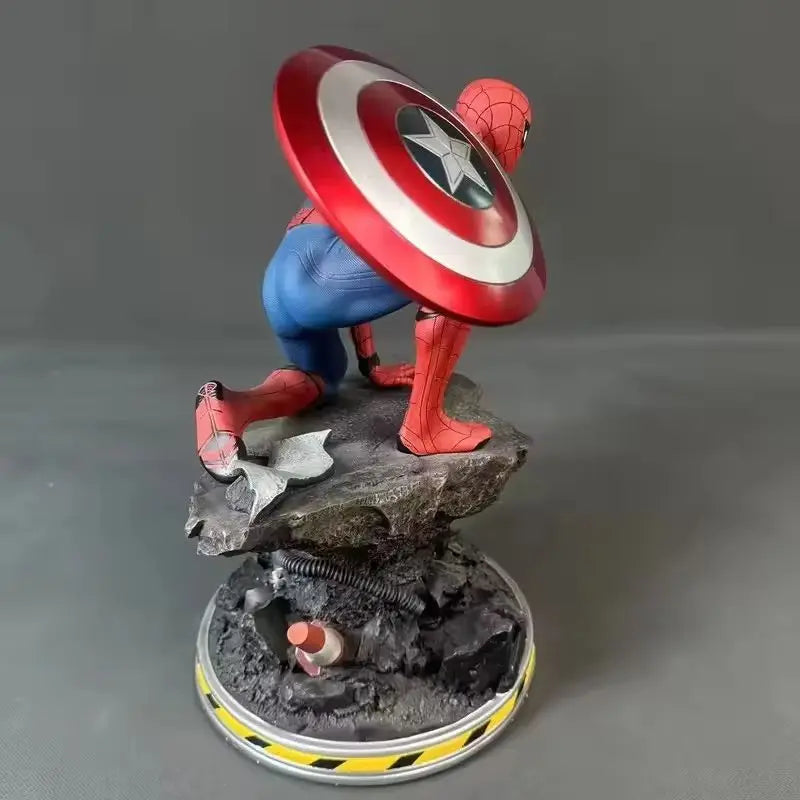 Marvel Spider-Man Figure 1/4 Scale Collectible Resin Statue - Spiderman Iron Man Mk6 Captain America Shield Action Figure Gift
