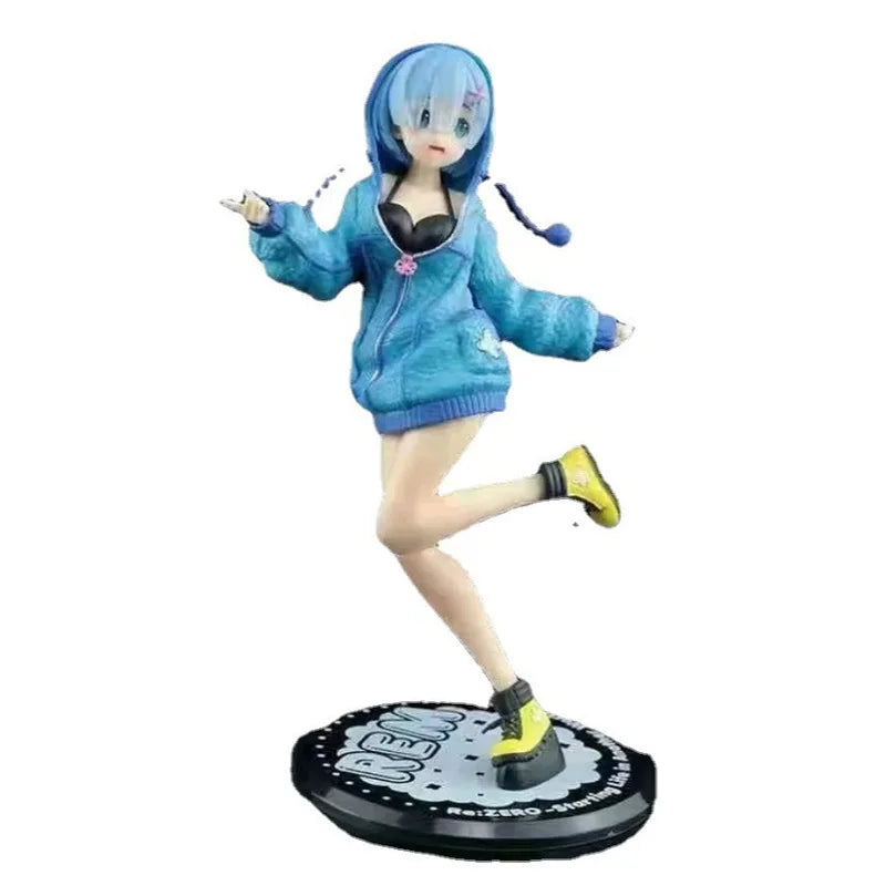 Re Zero Rem Anime Girl Figure Cute Winter Hoodie Style Collectible Action Figure Desktop Display For Anime Fans Collection