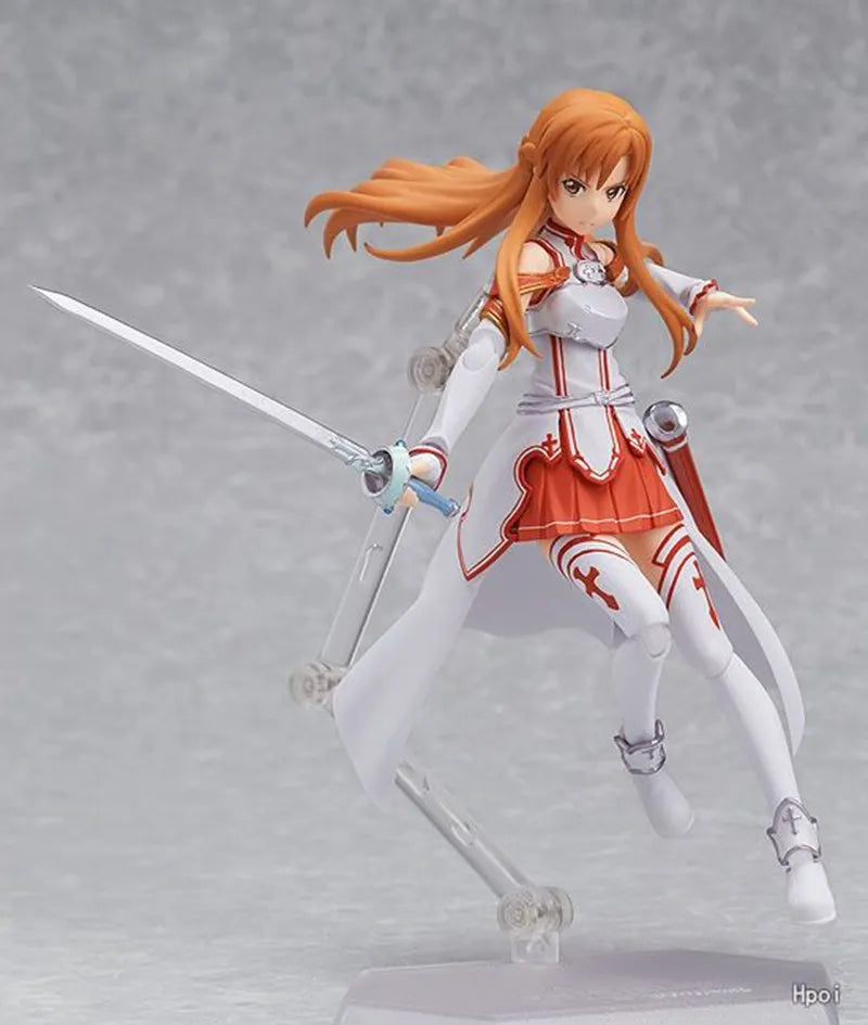 14CM Sword Art Online Action Figure Yuuki Asuna Fighting Form Standing Model Changeable Face Toys for Children PVC Gift Doll
