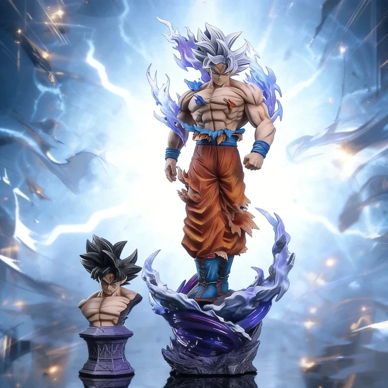 42cm Dragon Ball Ultra Instinct Goku Large Size PVC Figure Replaceable Double Head Statue Collectible Anime Model Toy Decor Gift