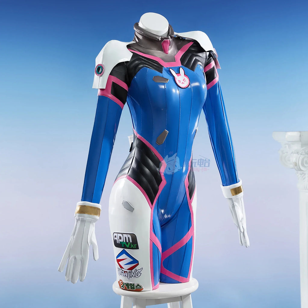 Game Overwatch D.Va Cosplay OW Costume Sexy leather women jumpsuit wig prop accessory set Halloween party D.Va uniform