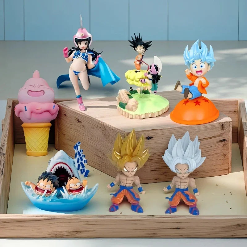 Anime Dragon Ball Z Cloud Goku Kids Figures Krillin Shark Egg Buu Gotenks Trunks Action Figures Babidi Q version PVC Model Toys