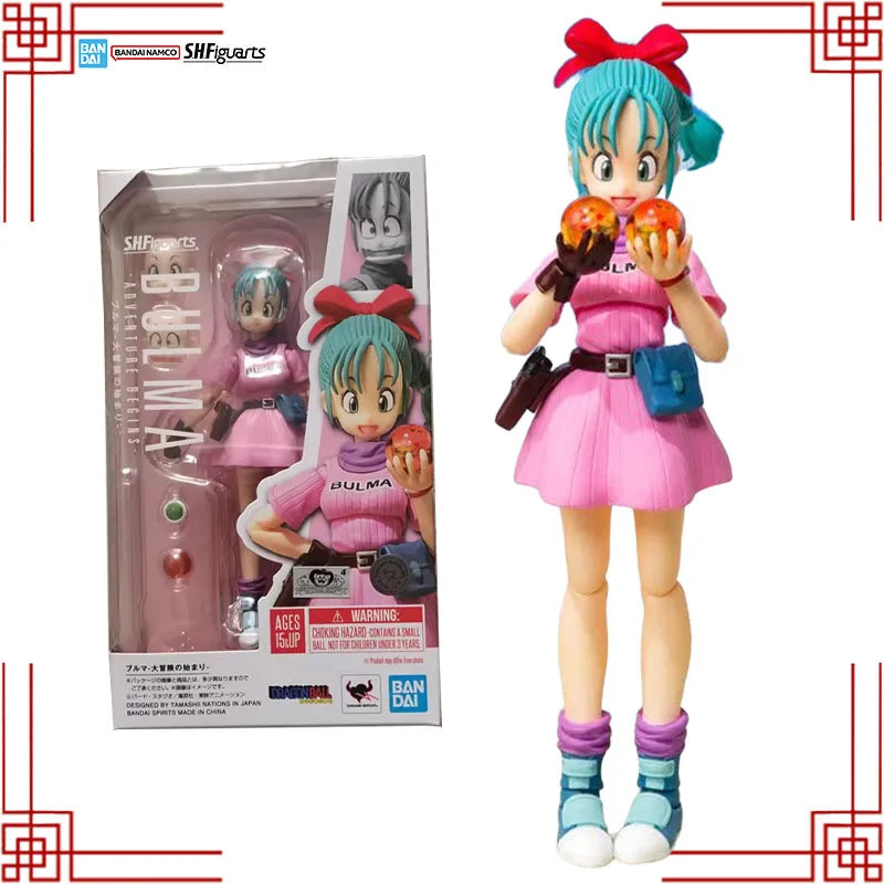 Bandai S.H.Figuarts Dragon Ball Model Kit Genuine SHF Bulma Adventure Begins Anime Action Figure for Kids Toys Christmas Gifts