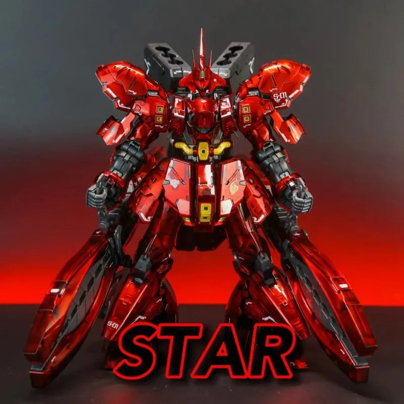 RG 1/144 Electroplated Translucent Fukuoka Sazabi Assembly Model Kit Action Figure With Crab Claw Water Slide Decals Boy Toy