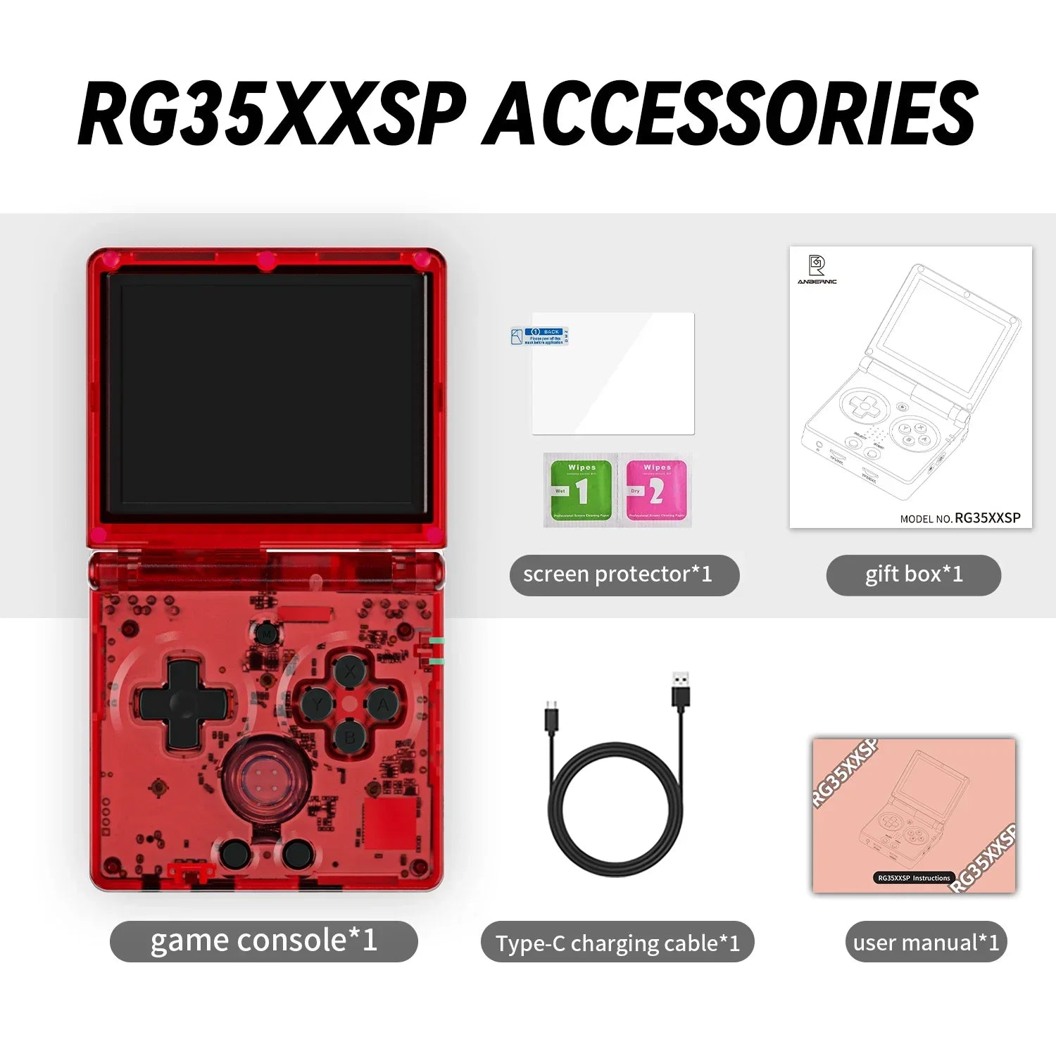 ANBERNIC RG35XXSP Mini Retro Handheld Game Console 3.5-inch IPS Screen 3300mAh Battery Supports HDMI-TV Out and Bluetooth 4.2