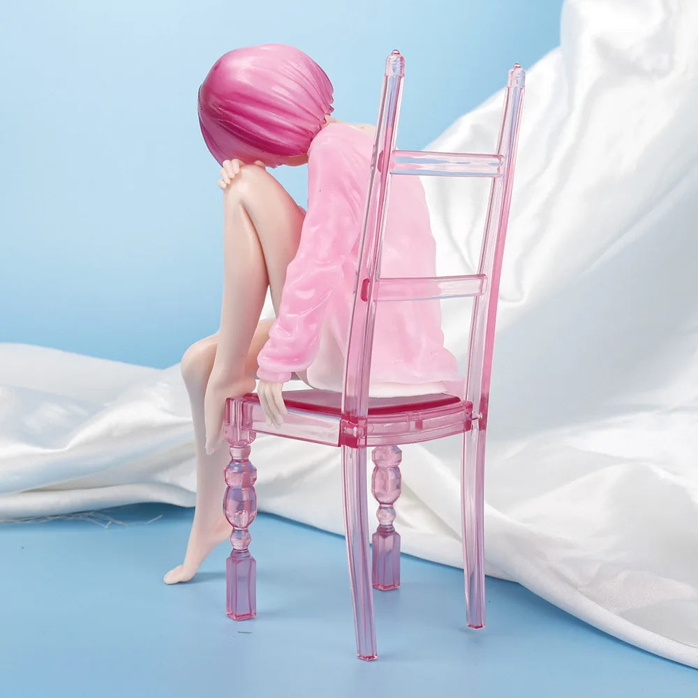 New15cm Anime beautiful girl Figure Pajamas Sitting cross legged on a chair PVC Collection Model