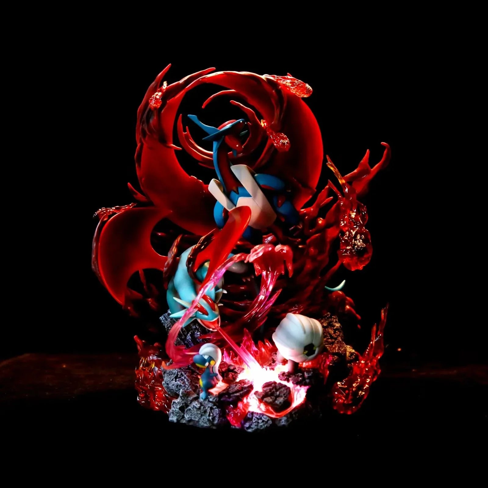 Spot Goods 36cm Salamence Luminous Figure Pokémon Elf Baby Statue Scenario Desktop Ornaments Decorations Model Gift Toy for Boy