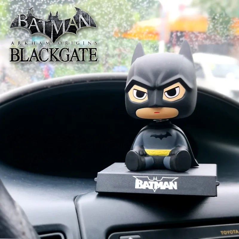 Q version of Batman Toy Figures Cartoon Bobble Head Doll Car Ornaments Marvel's The Avengers Capped Captain Spiderman Model Doll
