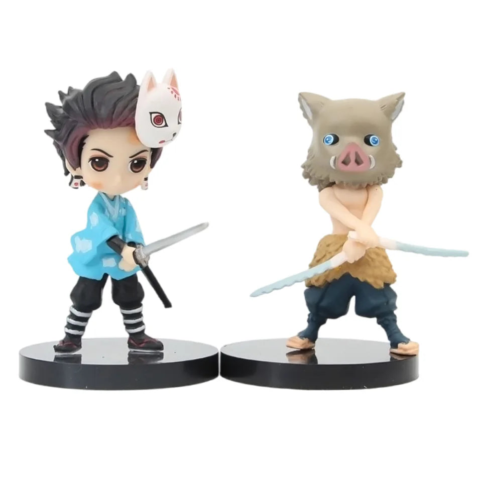 Anime 6Pcs/set Demon Slayer Figure Kimetsu No Yaiba PVC Q Posket Kamado Tanjirou Kamado Nezuko Agatsuma Kids In Stock Toys Gift