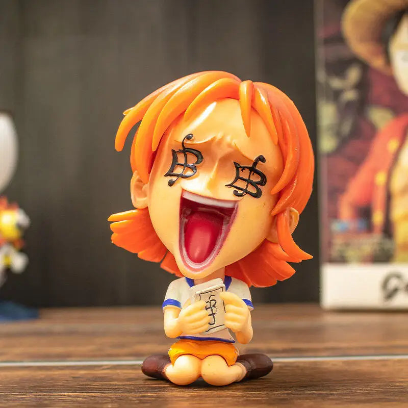 Bandai Q version One Piece King Big Head Lufei Solon Chobais Female Emperor Doll Blind Box Animation Ornaments