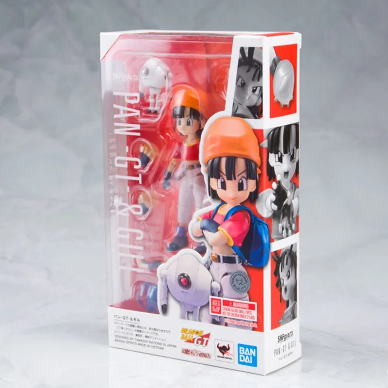 Bandai Genuine SHF Dragon Ball Pan -GT- &GILL Anime Action Figure Joints Movable Collectible Model Toys Ornaments Gift Children