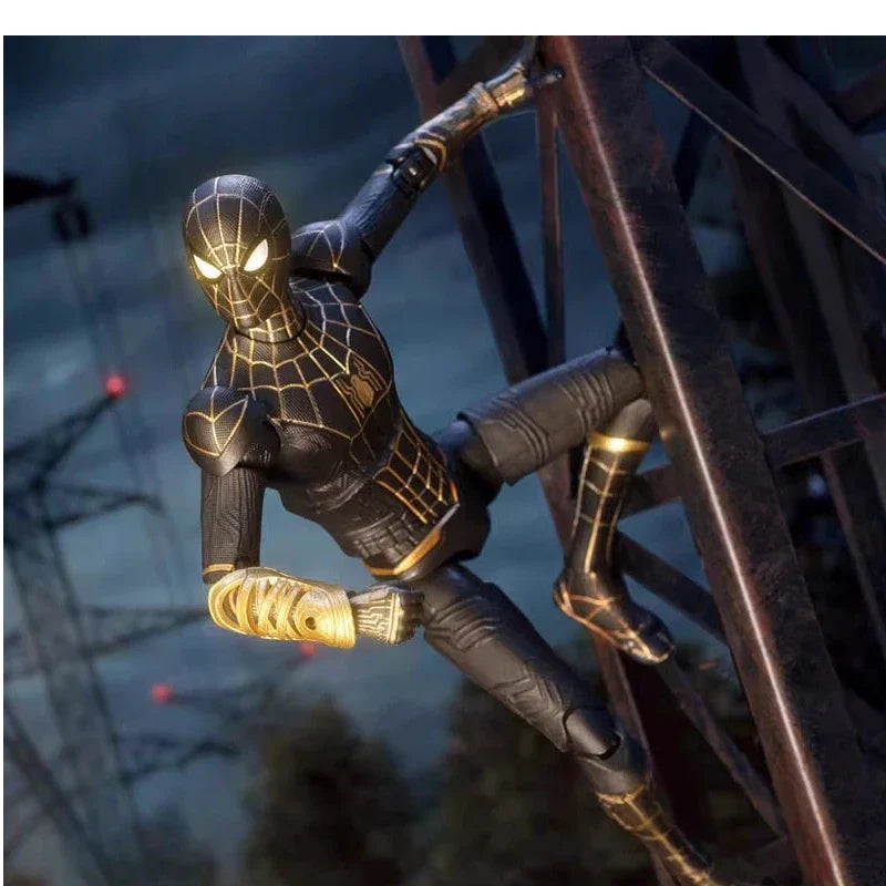 Marvel Spider-Man No Way Home Black Gold Suit Super Articulated Action Figure Collectible Model Toy For Kids Marvel Fans