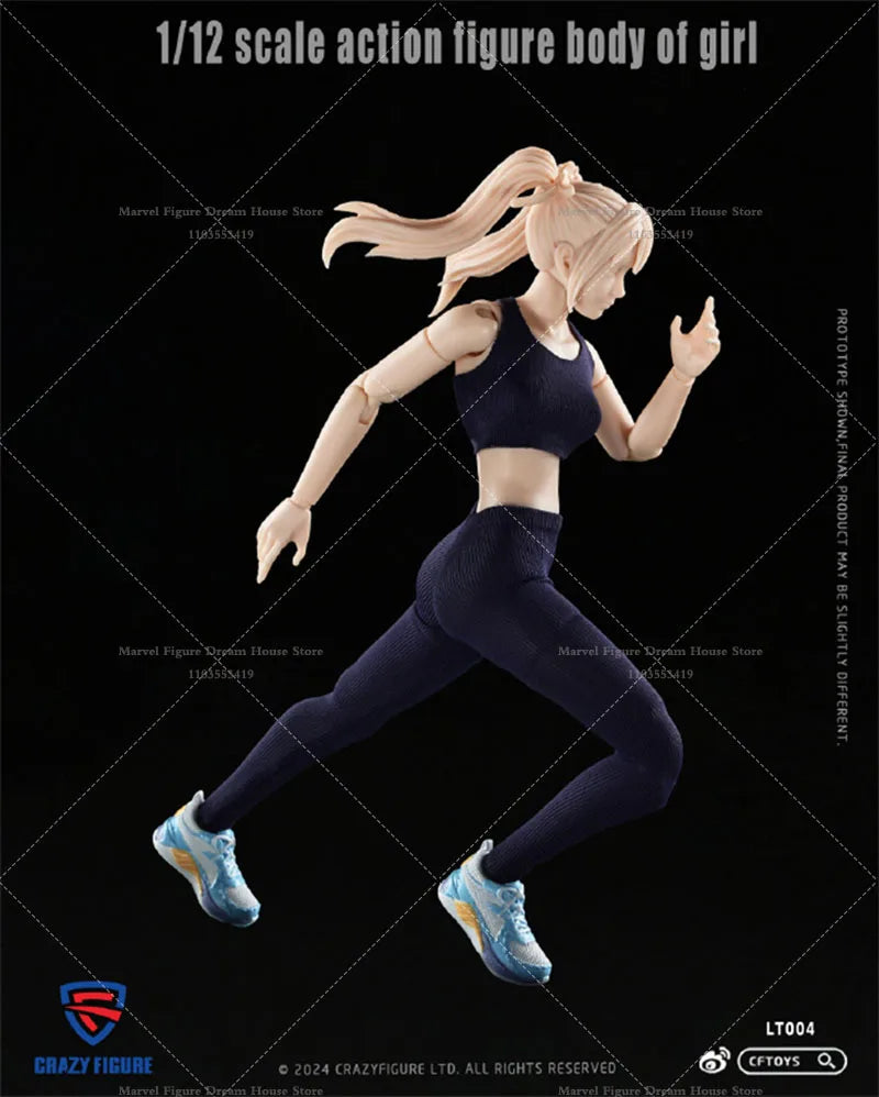 CRAZY FIGURE LT004 1/12 Scale Fashion Model Female Joint Body Flexible Posture Blue Sweatpants Fit 6-inch Action Figure For Gift