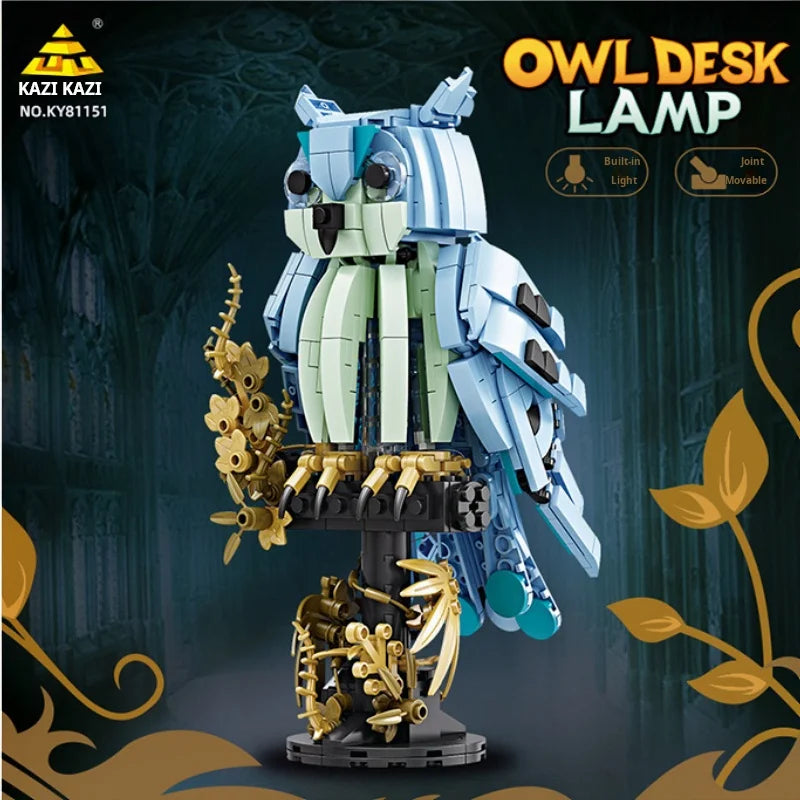 Owl Desk Lamp Building Blocks Creative Table Light Bird Ornament Decoration Figurine Christmas Birthday Gifts Adults Girls Boys
