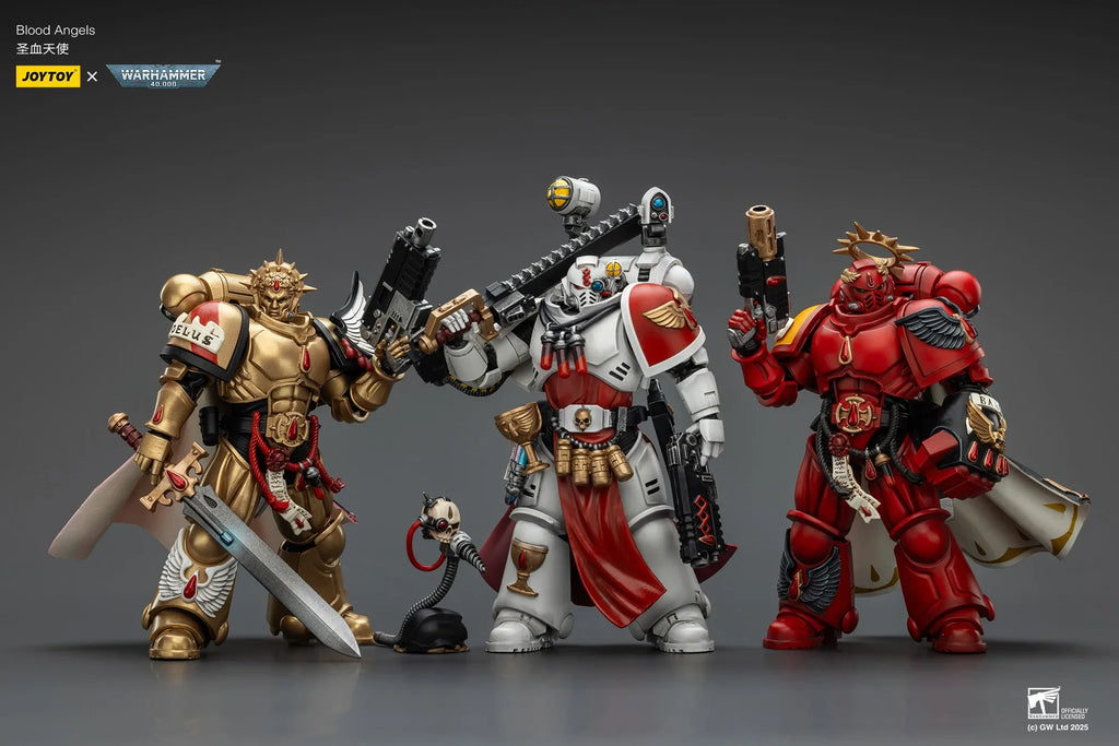 JOYTOY Warhammer 40K Action Figures Blood Angel Sanguinary Priest with Heavy Bolt Pistol Chainsword and Narthecium Power Fist