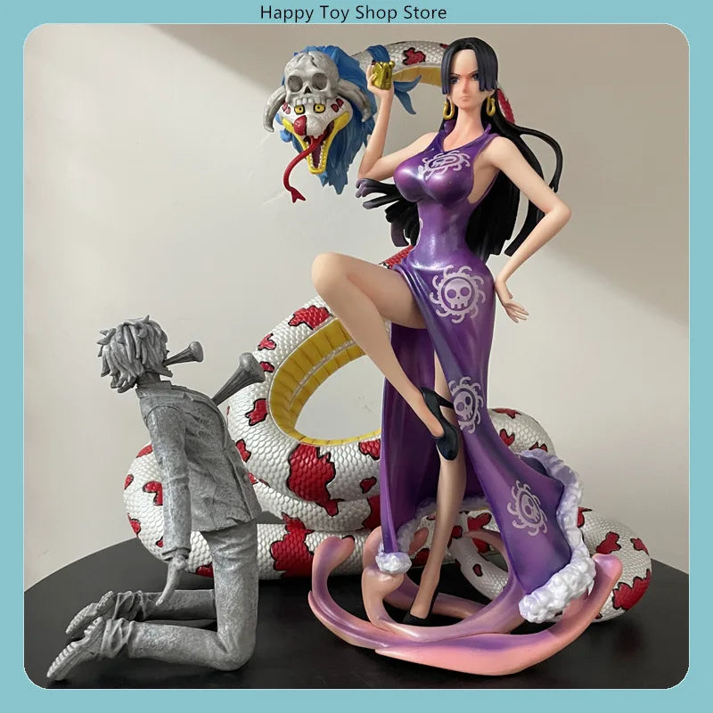 One Piece Boa Hancock Full Set with Petrified Sanji Snake Princess Anime Figure Model Statue