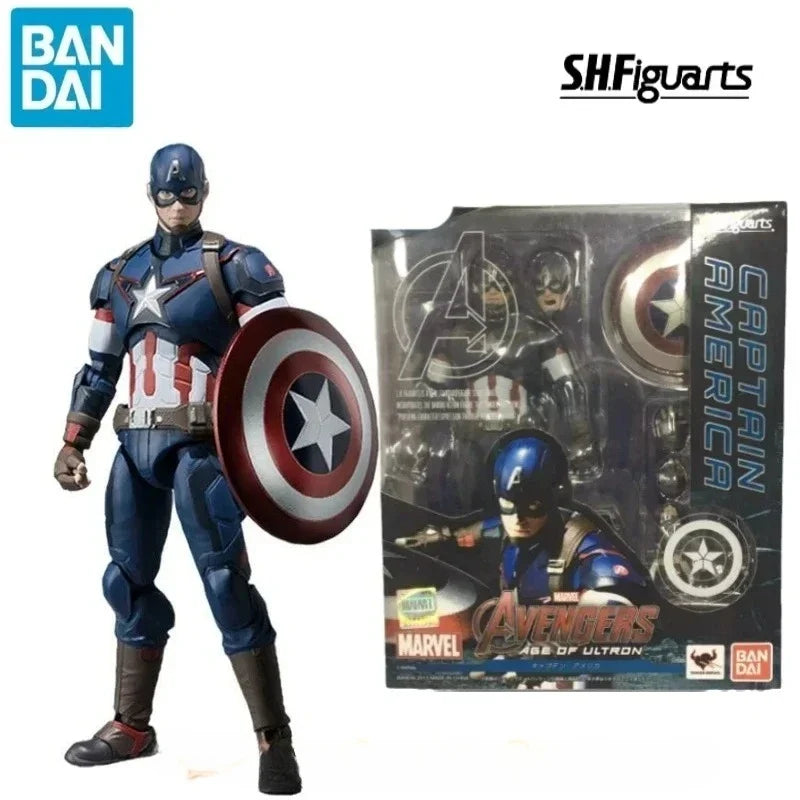In Stock Bandai Original MARVEL S.H.Figuarts SHF Avengers：Age of Ultron Captain America Figure Model Collection Toy Gift