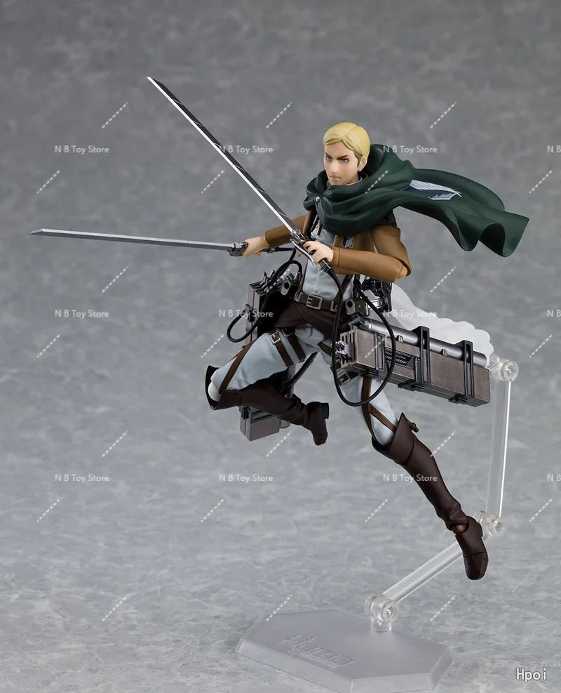 In Stock Original MaxFactory MF Figma 446 Attack on Titans Erwin Smith PVC Anime Action Figure Model Gift Collection Toys15cm