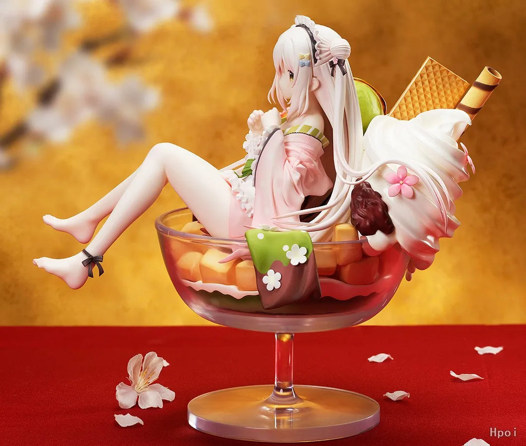 Anime White Jade Figure Ice Cream Wine Glass Shape Kimono Ver Model Toy Gift Collection Action Figure PVC Desktop Case Ornament