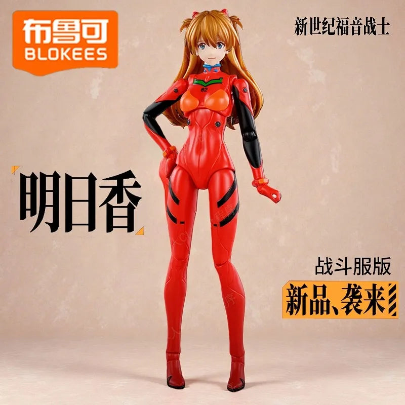 Original Blokees Eva Fantastics Series Asuka Shikinami Langley Action Figure Anime Movable Kit Model Toy Collection Toys Gift