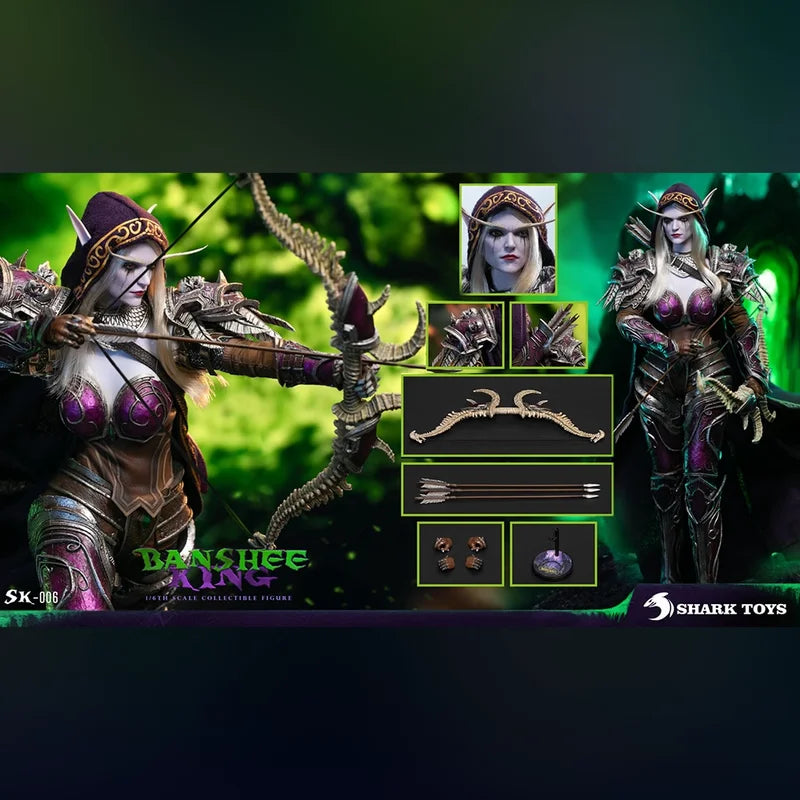 In Stock Genuine Shark Toys Sylvanas Windrunner Figure 1/6 Game World Of Warcraft Action Figurine Model Toy Xmas Gift Ornament