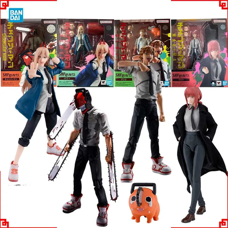 Bandai Chainsaw Man Anime Figure SHF Denji Pochita Power Makima Hayakawa Aki Collectibles High Poseability Toys For Boys Gift