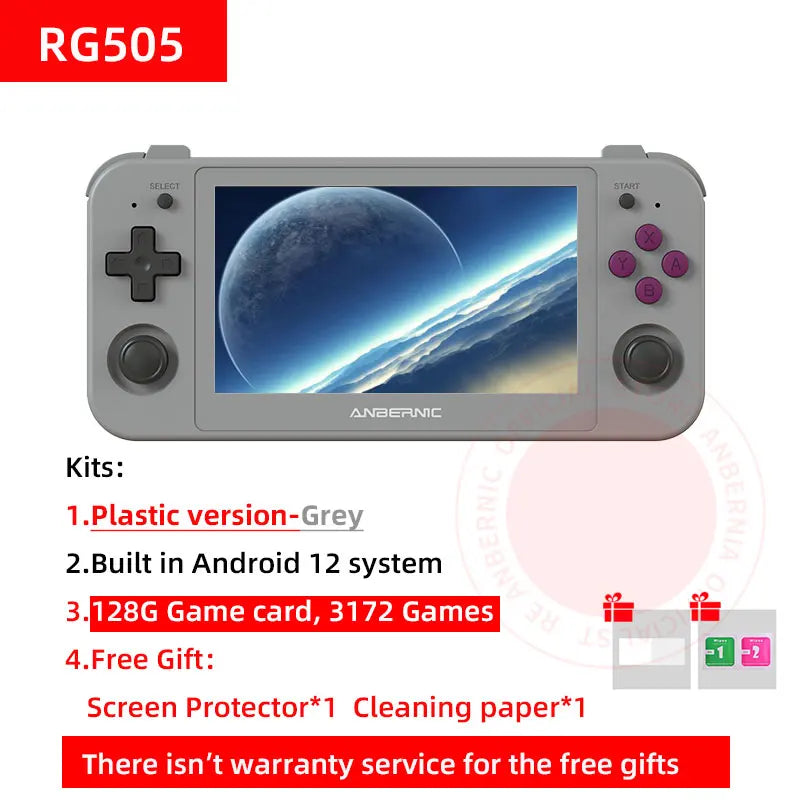ANBERNIC RG505 Handheld Game Console Android 12 Unisoc Tiger T618 Built-in 128G Pre-Loaded 3172 Games 4.95 Inch OLED Screen