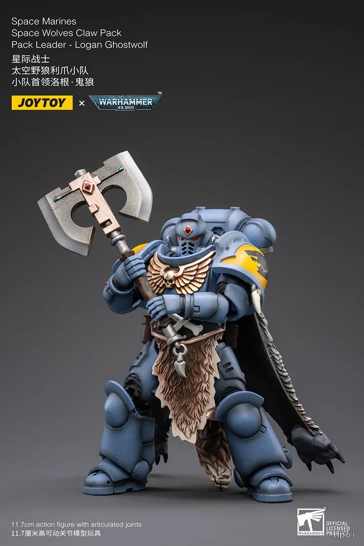 【Original】JOYTOY Warhammer 40K Space Marines Space Wolves Claw Pack Pack Leader -Logan Ghostwolf 1/18 Action Figure Toys