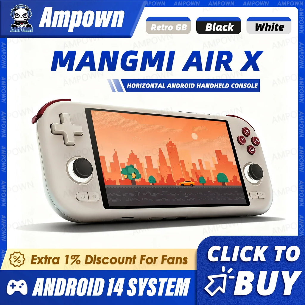 MANGMI AIR X Handheld Game Console Qualcomm Snapdragon 662 5.5'' Touchscreen Android 14 Active Cooling Fan 15W Fast Charging RGB