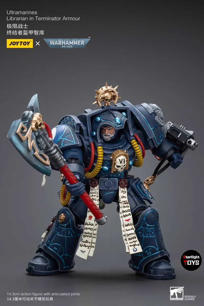 JOYTOY 1/18 Action Figure Warhammer 40K Ultramarines Librarian in Terminator Armour Toys Model Gifts Collection Ornaments