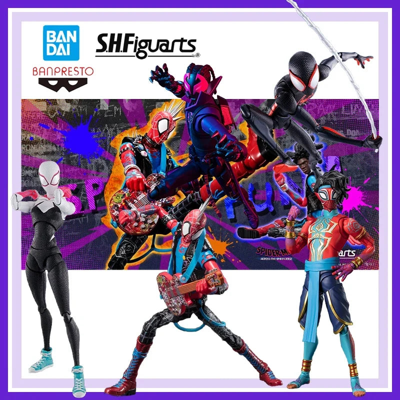 Original Brand New Bandai Banpresto Spider-Man Across The Spider Verse S H Figuarts Spider Gwen Miles Morales Spider Punk Toy